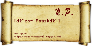Mázor Paszkál névjegykártya